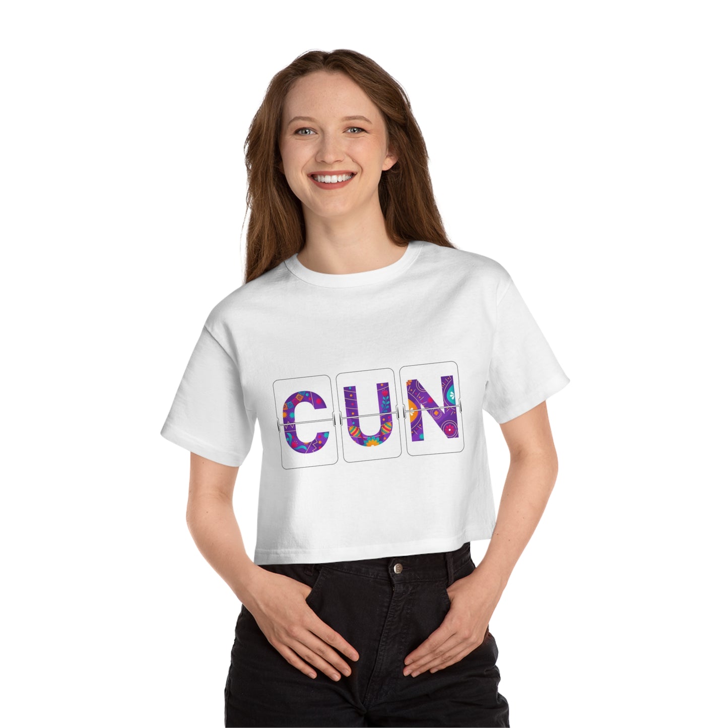CUN - Cancun Airport Letter Code - Champion Women's Heritage Cropped T-Shirt - Fun Travel Memory