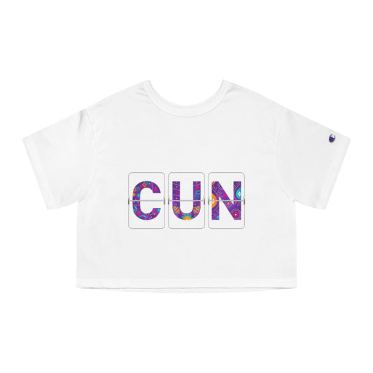 CUN - Cancun Airport Letter Code - Champion Women's Heritage Cropped T-Shirt - Fun Travel Memory